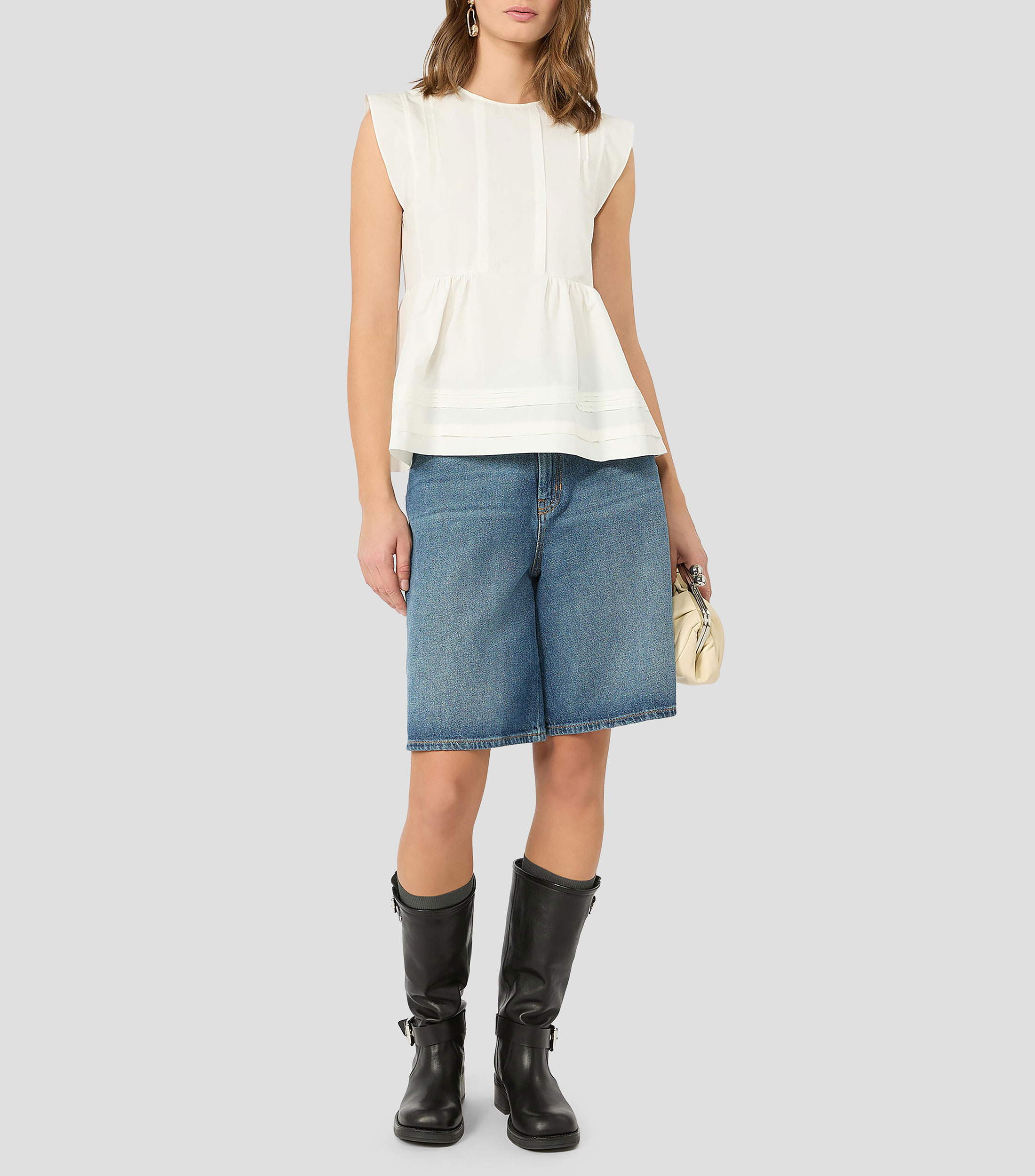 Short de mezclilla liso Mujer